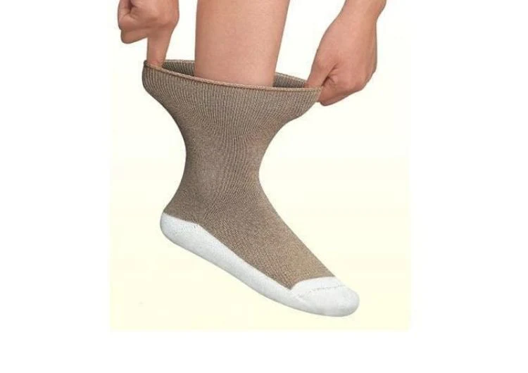 Padded Sole Diabetic Socks - Brown - Image 6